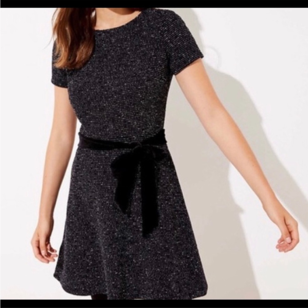NWT- LOFT half sleeves tweed mini fit and flare dress